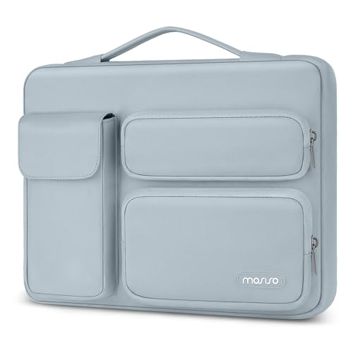 MOSISO 360 Protective Laptop Case 13.3 inch, 13-13.3 inch Laptop Sleeve | Compatible with MacBook Air/Pro 13 / Pro 14, HP Dell ASUS Lenovo,Side Open Bag with 2 Raised&1 Flapover Pockets, Baby Blue - color: Baby Blue, size: 13.3 inch
