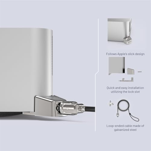 Compulocks Mac Studio Ledge Lock Adapter with Keyed Cable Lock - Secure Your Mac Studio with Durable Silver Locking Solution - Perfect for Home & Office Use - style: Keyed Cable Lock