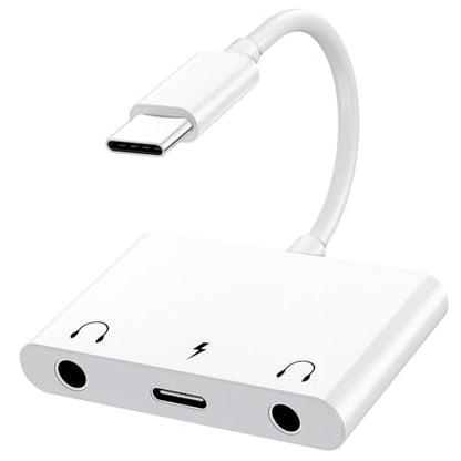 3 in 1 Headphone Adapter for iPad, Headphone Splitter for 2 Headphones | USB C to 3.5mm Jack Audio Adapter with 60W Fast Charging for iPhone 17/16/15 Pro/Max/Plus, iPad, Galaxy S26/S25/S24