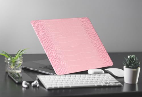 Crocodile Case for MacBook Air 13 inch 2026-2022 M5/M4/M3/M2 Logo Cutout | Model A3449 A3240 A3113 A2681, Texture Crocodile Aligator Skin Snakeskin PU Leather Hardshell & Keyboard Cover, Sakura Pink - color: ## Sakura Pink Crocodile