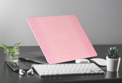 Crocodile Case for MacBook Air 13 inch 2026-2022 M5/M4/M3/M2 Logo Cutout | Model A3449 A3240 A3113 A2681, Texture Crocodile Aligator Skin Snakeskin PU Leather Hardshell & Keyboard Cover, Sakura Pink - color: ## Sakura Pink Crocodile