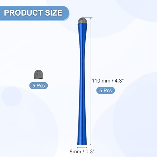 PATIKIL 5 Pcs Slim Waist Stylus Pens for Touch Screens, 2 in 1 High Sensitivity Universal Pen Capacitive Stylus for Phone Tablet Laptop Touch Screen Devices, Blue - color: Blue