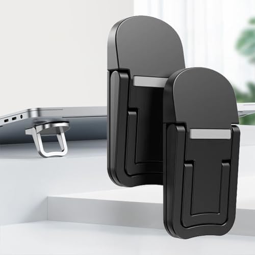 Compact Foldable Laptop Stand Invisible Ergonomic ABS for 25.4-45.72 cm Laptops Tablets Phones for Travel Office Home, Black, 2nd