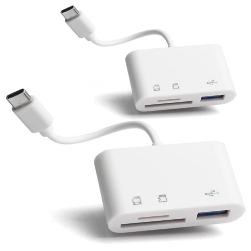 [2 Pack] SD Card Reader for Android, Micro SD Card to USB Adapter, USB C SD Card Reader for Camera Memory Card Reader, Wansurs SD Card Reader for PC Phone Pads