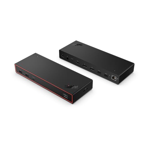 Lenovo ThinkPad USB 4 Smart Dock 5500 w/ 135W Adapter, Supports up to 4 Displays, 100W Power to Laptop, Integrated USB4 Cable, Eclipse Black