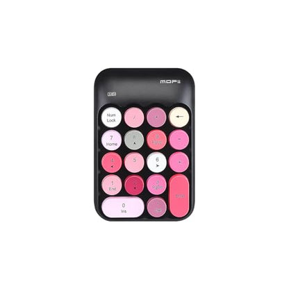 Sahara - Wireless Numeric Keypad, Retro Round Keycaps, Portable Number Pad with Ergonomic Design, USB Receiver, Compatible with Laptop/Desktop PC (Black/Pink) - color: Black/Pink