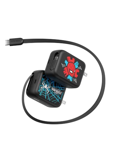 Belkin Marvel Spider-Man 67W USB C Retractable Charger Block Fast Charging | 3.3ft Retractable Cable, USB C Port, iPhone 17, Galaxy S26, AirPods, iPads, MacBook, Travel Charger, Charge Up to 2 Devices - color: Spider Man, style: 67W