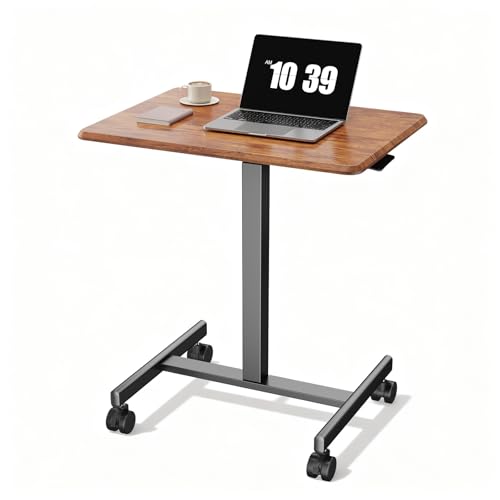 OLIXIS Mobile Rolling Desk with Wheels,Adjustable Laptop Desk, Rustic Brown | Adjustable Rolling Design Creates a Flexible Workspace for Home Office - color: Rustic Brown