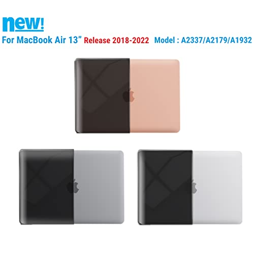 IBENZER Compatible with New MacBook Air 13 inch Case 2022 2021 2020 M1 A2337 A2179 A1932, Plastic Hard Shell Case with Keyboard Cover for Mac Retina Display with Touch ID, Crystal Black, MMA-T13CYBK+1 - color: Crystal Black