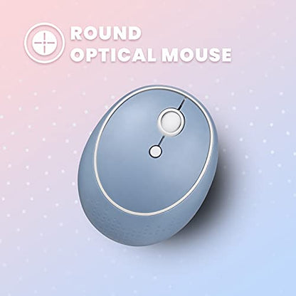 Perixx PERIDUO-713BL Wireless Mini Keyboard and Mouse Combo - Retro Round Key Caps - Pastel Blue - US English Layout (11909) - color: Blue