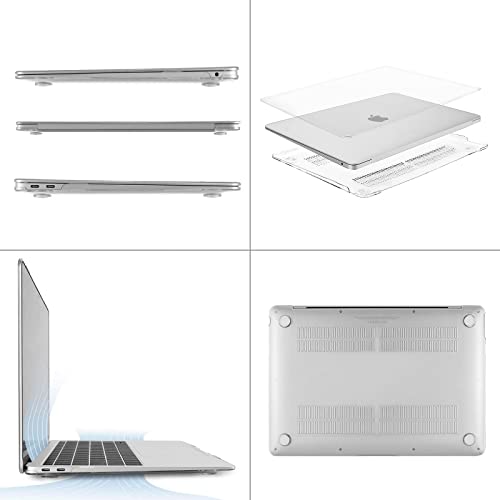 MOSISO Compatible with MacBook Air 13 inch Case M1 2021 2020 2019 2018 | A2337 A2179 A1932, Protective Hard Shell&Keyboard Cover&Screen Film&Pouch for MacBook Air 13.3 inch Case, Transparent - color: Transparent