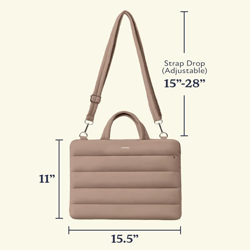 Vandel 15-16 inch Laptop Carrying Case Sleeve w. Strap, Shoulder Bag Handle | Fits Macbook Air 15, Macbook Pro 16 Carrying Case, 16 in Laptop Computer Bag for Women,15.6 in HP, Dell Messenger - color: 2. Latte, size: 15-16 Inch