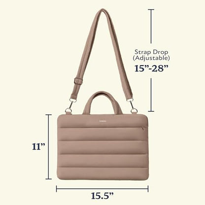Vandel 15-16 inch Laptop Carrying Case Sleeve w. Strap, Shoulder Bag Handle | Fits Macbook Air 15, Macbook Pro 16 Carrying Case, 16 in Laptop Computer Bag for Women,15.6 in HP, Dell Messenger - color: 2. Latte, size: 15-16 Inch