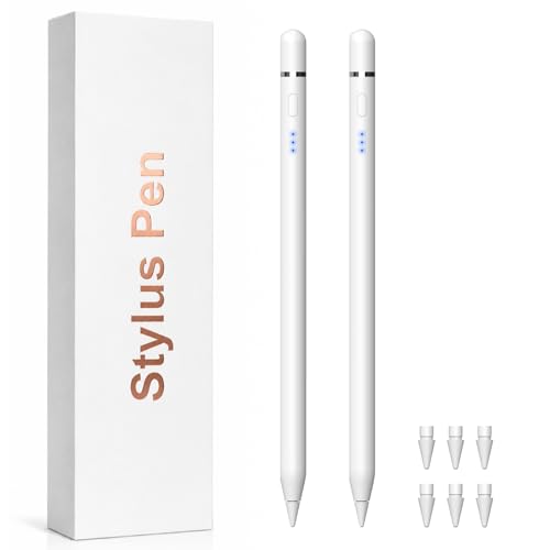 【2Pack】 Stylus Pen for Apple iPad 2018–2026, Magnetic Charging iPad Pencil 2nd Generation &1st Generation with Tilt Sensitivity& Palm Rejection, Pencil for iPad A16 Pro 11/12.9/13, Air, Mini - color: White-2 Pack