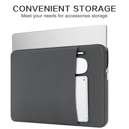 RAINYEAR 14 Inch Laptop Sleeve Case with Pocket & Accessories Pouch, Gray | Protective Padded Zipper Soft Laptop Case Carrying Computer Bag Compatible with 14 Inch Notebook Chromebook Tablet Ultrabook - color: Gray, size: 14"