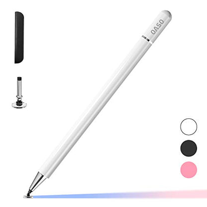 OASO Stylus Pen for Touch Screens, Disc Tip & Magnet Cap Styli Pencil Compatible with Apple iPad pro/iPad 6/7/8/9/iPhone/Samsung Galaxy Tab A7/S7/Fire HD 7/8/10 Plus Tablet/All Touch Devices. - color: WHITE