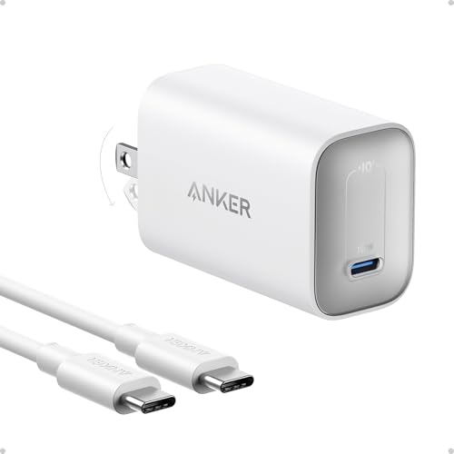 Anker Laptop Charger, 100W Foldable Type C Charger Fast Charging | For MacBook, iPhone 17 Series, and All USB C Devices, with 6FT USB-C Cable Included, Compatible with MagSafe - color: White