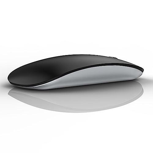 TENMOS M18 Bluetooth Mouse,USB C Rechargeable Wireless Mouse-Matte Black | Tri-Mode BT5.1/5.0+2.4G, Silent, Portable, Battery Level Visible, USB Receiver,Type C Adapter, for Laptop/Macbook/iPad/PC - color: matte black