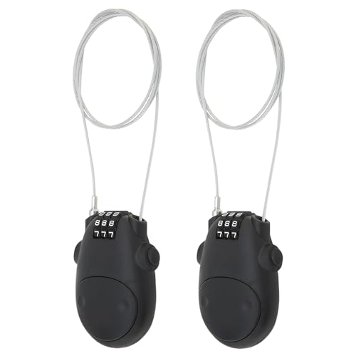 Combination Cable Lock, Cable Luggage Locks with 30 inch Retractable Steel Cable, Travel Lock Combo Mini Lock for Suitcase Stroller Bike (2, Black)