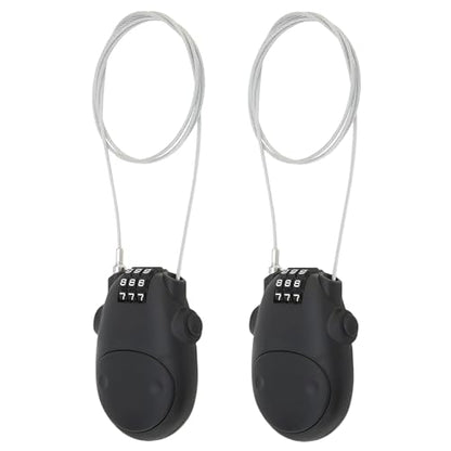 Combination Cable Lock, Cable Luggage Locks with 30 inch Retractable Steel Cable, Travel Lock Combo Mini Lock for Suitcase Stroller Bike (2, Black)