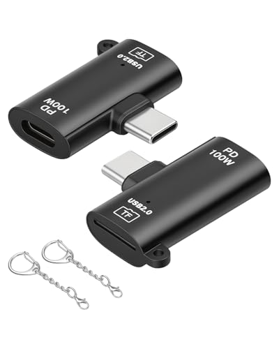 Micro SD Card Reader,SD Card Reader to USB C,Type C Male to TF-Card Reader&100W Type C Female Charging Port Compatible with Micro SDXC,Micro SDHC,Micro SD,Phone,Pad,Laptop (2-Pack) - color: Type C & 100W to TF-card Reader