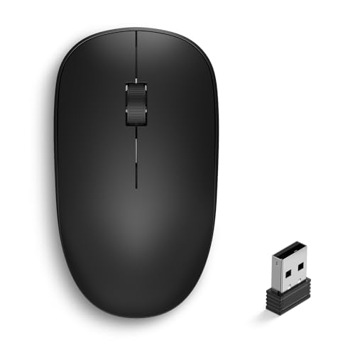 Wireless Mouse, 2.4GHz Computer Mice with USB Receiver | Portable Wireless USB Mouse Battery Powered Cordless Mice for Laptop, PC, Desktop, Mac, Mauser Inalámbrico for chromebook - color: Black
