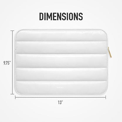 Vandel The Original Puffy Laptop Sleeve 13-14 Inch, Laptop Sleeve for Women | Protective Carrying Case Cover for MacBook Pro 14 in, MacBook Air 13 Inch, iPad Pro 12.9, Dell, Asus, HP - color: d. Shiny White