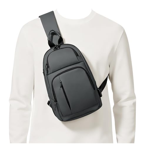 Messenger bag for Men,Small Sling Crossbody Backpack Shoulder Bag for Men Women,canvas Strap Backpack Sling Bag - color: C1-grey