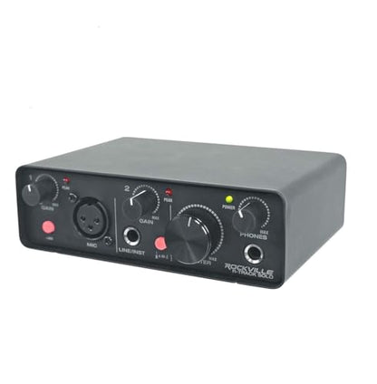 Rockville R-TRACK SOLO Recording USB C Audio Interface, 24Bit/192KHz | ASIO Drivers, 48V Phantom Power, Hi-Z Input, XLR, 2-In/2-Out, Steel Housing, Direct Monitoring, Mic Preamp, USB Cable