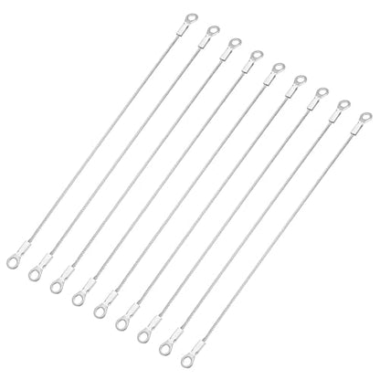 9 Pcs Security Cable Lock - Double Loop Cable (0.66 ft x 0.08 Inch) Vinyl Coated 304 Stainless Steel Safety Flexible Wire Rope Luggage Bike Anti-Theft Security Chain Lock, Silver - size: 0.66 ft x 0.08 Inch