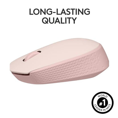 Logitech M170 Compact Ambidextrous 2.4 GHz Wireless Mouse - Rose | Ambidextrous mouse with 2.4 GHz USB-A Nano Receiver, Optical Tracking, 12-Months Battery Life, PC, Mac, Laptop compatible - color: Rose
