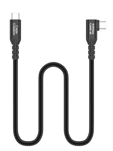 CableCreation 20G USB 3.2Gen 2x2 for Thunderbolt 5 Cable 1FT, 240W PD 3.1 Charging, 120Gbps Bandwidth for 8K Video, Braided USB C Data Cable for SSD, MacBook M4 Pro, iPhone17/16,Dock,Auto - color: 20G, size: 1FT-Angled