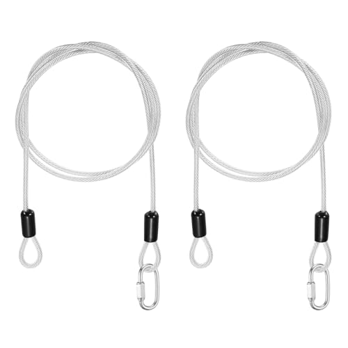 PATIKIL Security Cable Lock (5/32" Dia 3.3ft, Clear)(2 Set) Vinyl Coated 304 Stainless Steel Double Loop Flexible Wire Rope Safety Cable with Quick Links Locking Connectors - color: Clear, size: 3.3ft x 5/32"