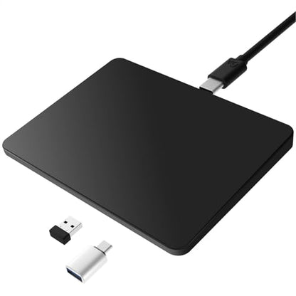 MICROPACK Digitally Yours Tri-Mode Wireless Trackpad, Bluetooth / 2.4G USB/Wired Touchpad Mouse Rechargeable for PC Laptop Desktop Tablet, Compatible with Windows macOS iPadOS (Black-2) - color: Black-2