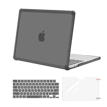 MOSISO Compatible with MacBook Air 13 inch Case M5 2026 M4 M3 M2 2025-2022 | A3449 A3240 A3113 A2681, 3 in 1 Kit Crack-Resistant Heavy Duty Protective Hard Shell Case Cover with TPU Bumper, Smoke Gray - color: Smoke Gray