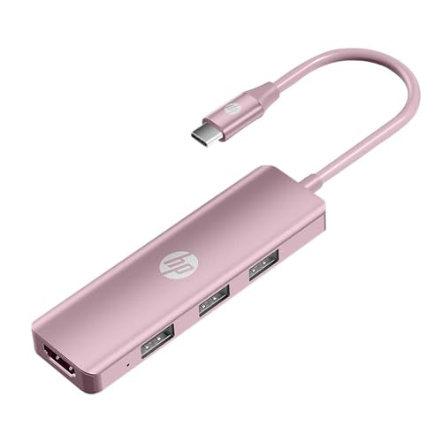 HP USB C Docking Station - 5-in-1 Multi-Port USB C Hub with 4K HDMI, 100W Power Delivery, for Laptops, MacBook, iPad, Thinkpad and More, Pink - color: Pink