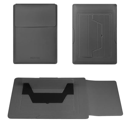 HoYiXi 15.6" Laptop Sleeve Case PU Leather with Stand Compatible with MacBook Pro 16/15.4'' MacBook Pro 15, Mac Air 15/ Dell, Matebook,Asus,15-16'' Laptop Bag,(Patent Pending),Gray - color: Gray, size: 15.6'' /15-16 Inch Laptop