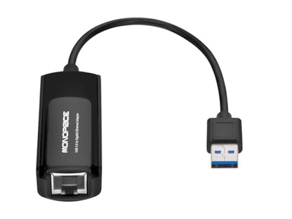 Monoprice USB 3.0 to Gigabit Ethernet Adapter, Supports 10/100/1000 Mbps Connections, Plug-N-Play, Compatible with Windows, MacOS, Linux, and Android Systems