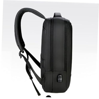 KALLORY Large Capacity USB Charging Business Laptop Backpack for Men, Black Waterproof Notebook Bookbag Suitable for Travel and Work