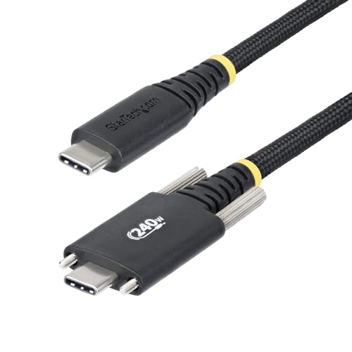 StarTech 10ft/3m USB-C to USB-C Screw Locking Cable (S2CEPR3M-USBSL-CABLE) | USB-IF Certified, 240W 5A PD 3.1 EPR, Side screw locking, USB 2.0 480Mbps, Ultra-Flexible, 2.0 Laptop, M2 screw lock, Black - size: 10 ft