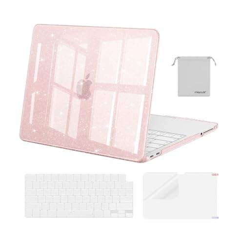 MOSISO Sparkly Glitter Case Compatible with MacBook Neo Case 13 inch 2026 | Model A3404 with A18 Pro Chip, Crack-Resistant Protective Hard Shell Case&Keyboard Cover&ScreenFilm&Pouch, Baby Pink - color: Baby Pink