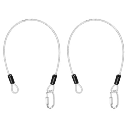 PATIKIL Security Cable Lock (3/16" Dia 1.6ft, Clear)(2 Set) Vinyl Coated 304 Stainless Steel Double Loop Flexible Wire Rope Safety Cable with Quick Links Locking Connectors - color: Clear, size: 1.6ft x 3/16"