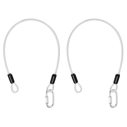 PATIKIL Security Cable Lock (3/16" Dia 1.6ft, Clear)(2 Set) Vinyl Coated 304 Stainless Steel Double Loop Flexible Wire Rope Safety Cable with Quick Links Locking Connectors - color: Clear, size: 1.6ft x 3/16"