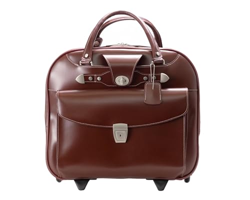 MCKLEIN DENALI, 15" Leather Wheeled Ladies' Laptop Briefcase - color: Red, size: Small