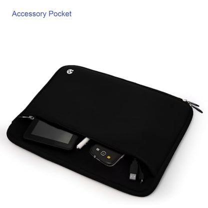 13 inch Laptop Sleeve, Shock and Water Resistant Neoprene Case with Dual Zippers, Front Accessory Pocket for 13.3 Inch Laptops and Tablets - color: Black