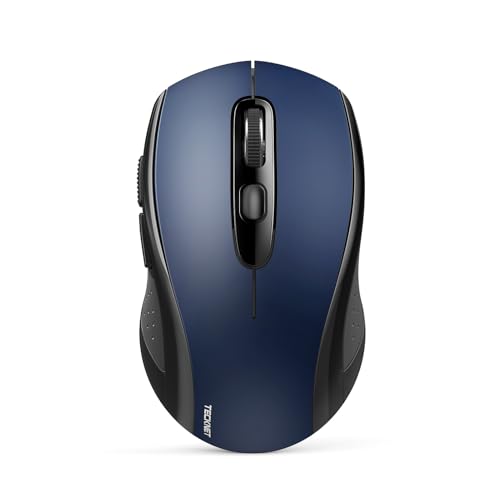 TECKNET 2-in-1 Bluetooth Mouse (BT 5.0/3.0+2.4Ghz), 6-Level 4000 DPI-Black | BT 5.0/3.0 & 2.4G wireless mouse with 4000 DPI, silent clicks, ergonomic design, and USB receiver for laptop and PC. - color: Blue