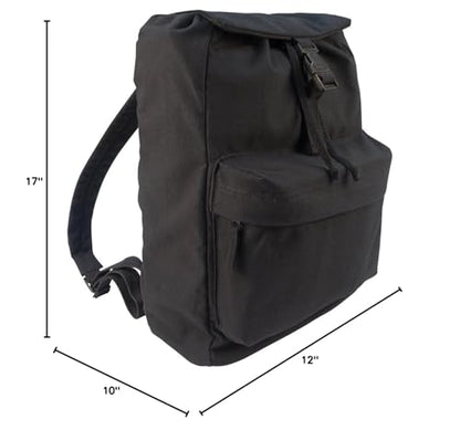 Rothco Canvas Daypack – Heavy-Duty Cotton Canvas Backpack for Hiking, Camping, Traveling, and Daily Use – 34L Capacity - color: Black