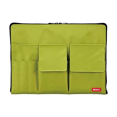 LIHIT LAB Bag Insert Organizer with Storage Pockets - color: Yellow Green, size: 10 in x 13.8 in