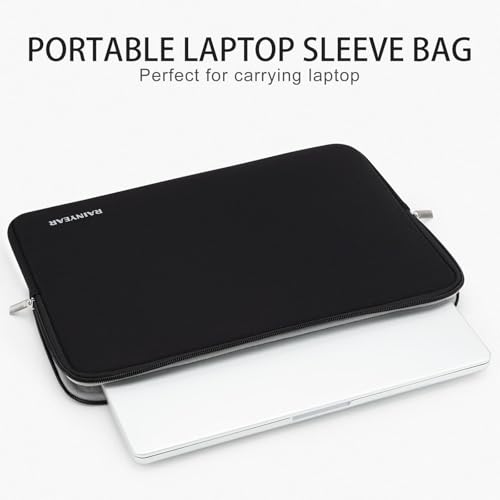 RAINYEAR Laptop Sleeve Case Compatible with 13.3 Inch Laptop PC 14 Inch MacBook Pro/Max M1 M2 M3 M4 M5 Pro/Max, Protective Soft Padded Lightweight Computer Carrying Bag Cover, Black | Compatible with 13.3 inch Notebook Computer Chromebook, 14 inch MacBook