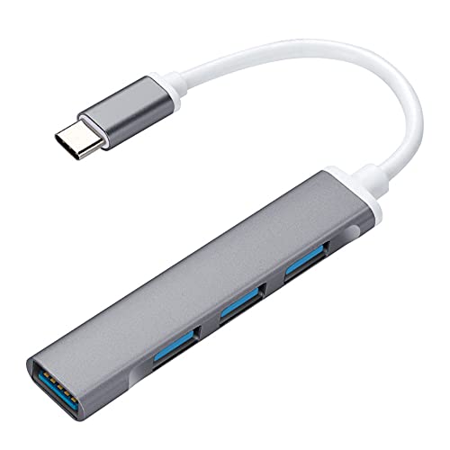 JacobsParts USB-C Type C to USB 3.0 4 Port Hub Splitter for MacBook Pro/Air, iPad, PC, Chromebook, Phone - color: Gray